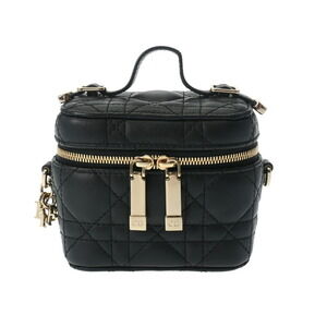 CHRISTIAN DIOR Cannage Lady Vanity Black Lambskin Handbag